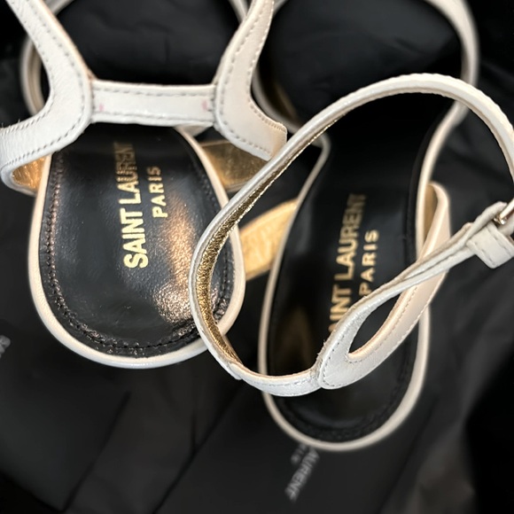 ‼️SAINT LAURENT -Tot Leather Sandal-Pearl 2021 - Picture 3 of 10